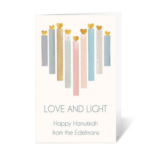 Hanukkah Heart Candles Folded Gift Enclosures